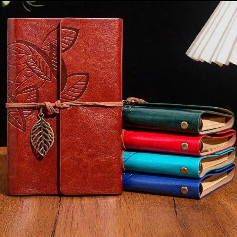 NEW Embossed Leaf Leather Journals Red, Teal, Blue, and Green Available